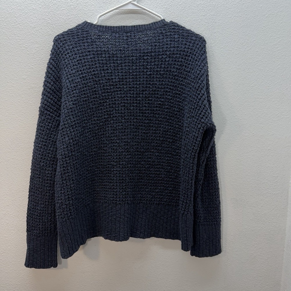 Eileen Fisher Navy Blue XS Oversized Knit Sweater 100% Organic Cotton Boho Beach - Picture 4 of 5